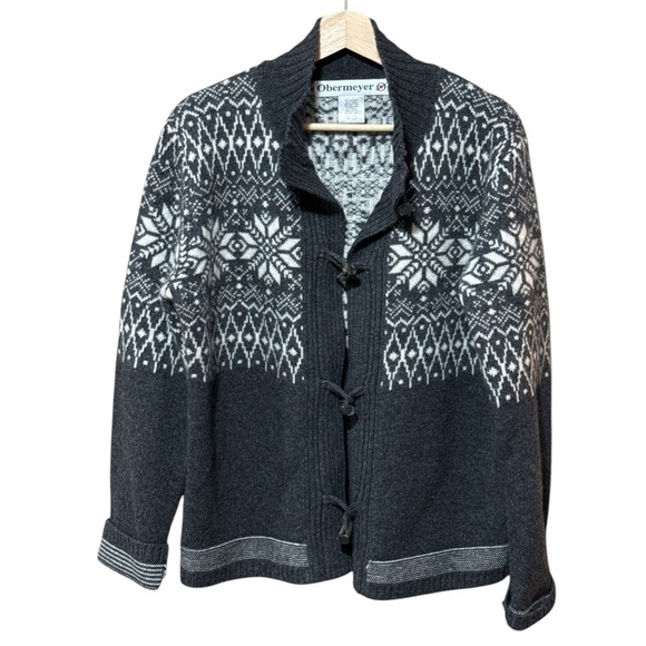 Obermeyer Gray and White Cardigan Sweater - Picture 1 of 3